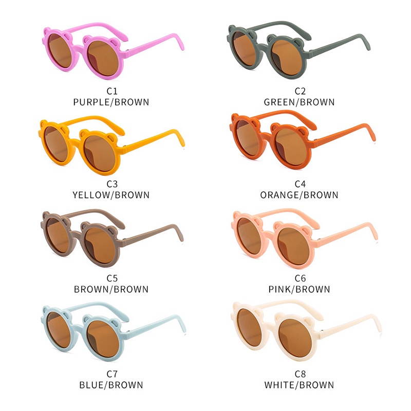 Kính Mát Gọng Tròn Chống Tia UV Hình Gấu Hoạt Hình Thời Trang Cho Bé