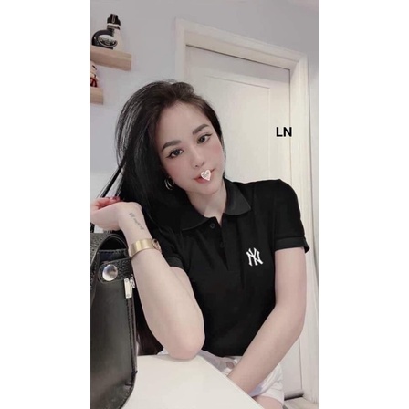 Áo Polo Tay Lỡ N.Y Unisex Nữ [FREESHIP] Thun form rộng oversize in hình vintage đường phố hàn quốc Ulzzang