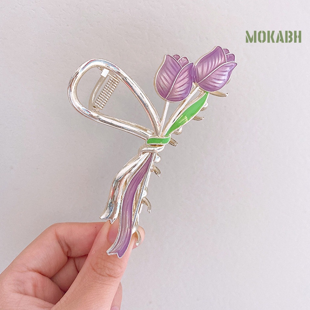 < Kẹp Tóc Càng Cua Hoa Tulip Viền Mịn Sang Trọng Cao Cấp Phong Cách Ngọt Ngào Tươi Mới Cho Nữ