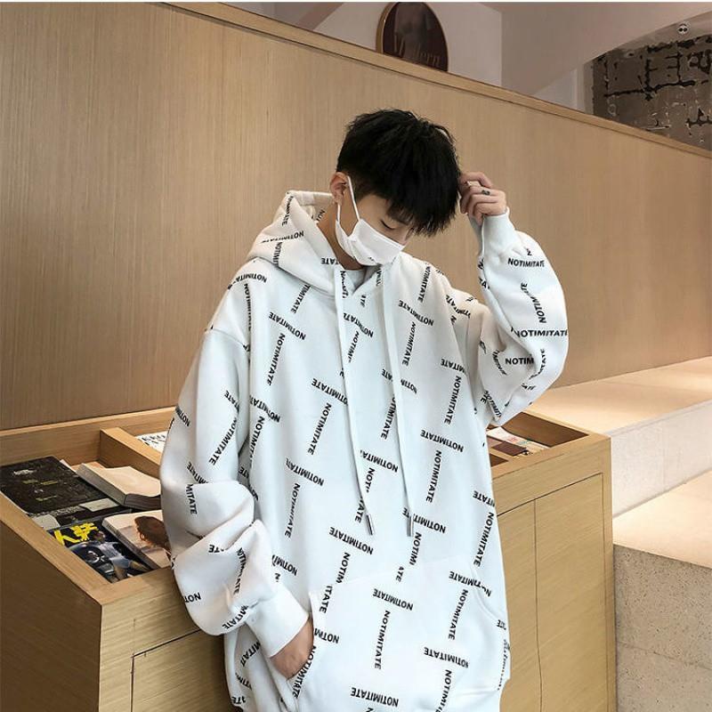 Áo hoodie dáng rộng in họa tiết trang trí phong cách hiphop