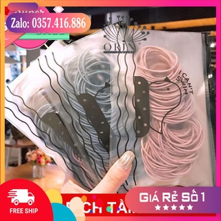 Set 100 thun buộc tóc nhiều màu túi zip