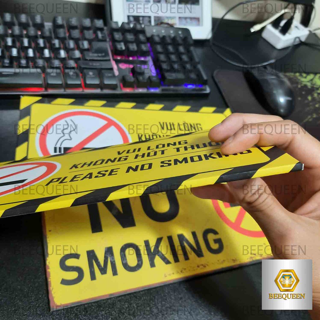 Các Loại Biển Báo Cấm Hút Thuốc - Biển No Smoking Trang Trí Giá Rẻ Size 15x30cm - Chất Liệu Nhựa Formex Chống Nước