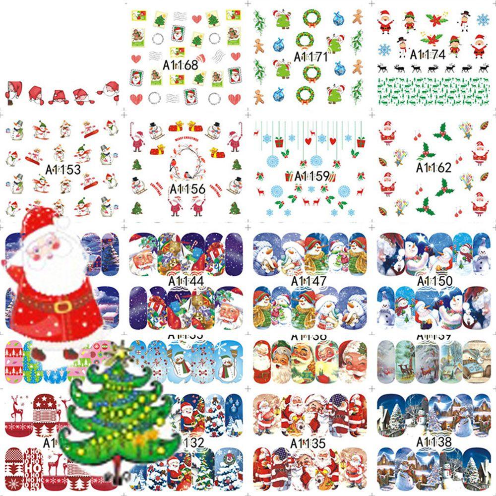 Set 4 Tấm Sticker Dán Móng Nghệ Thuật Chủ Đề Giáng Sinh Xinh Xắn