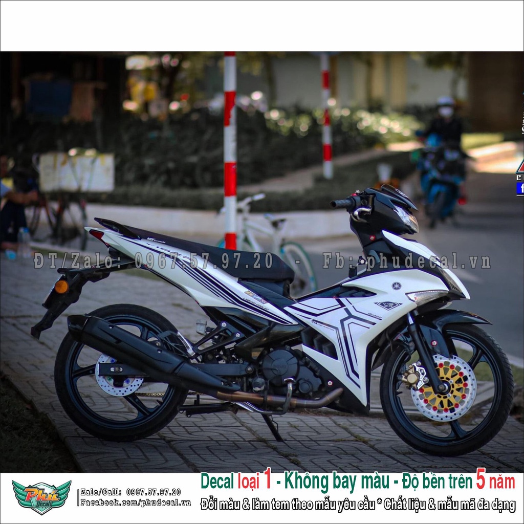 Tem rời Exciter 150 trắng mẫu tem chỉ cực đẹp, hàng 3 lớp