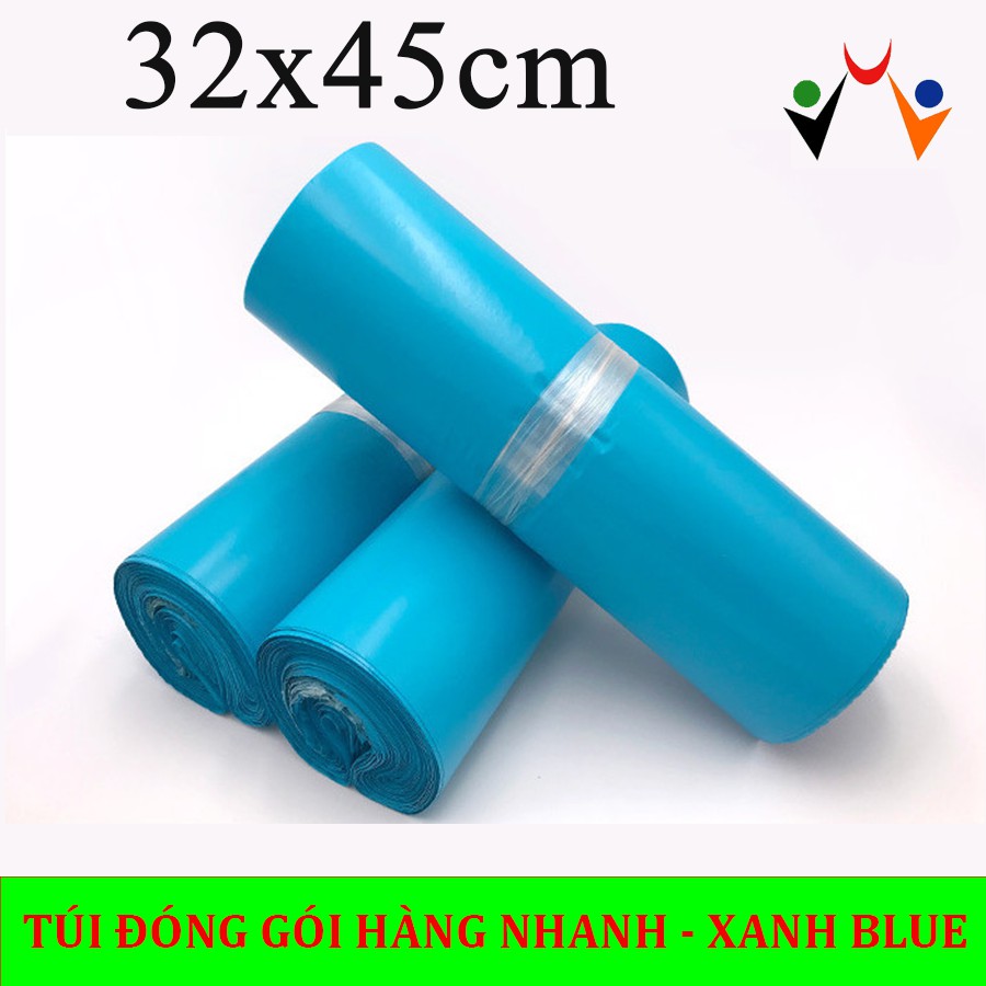 100 Túi ( 1 cuộn ) đóng gói hàng XANH BLUE size 32x45cm thay thế túi xi măng giá rẻ Hà Nội