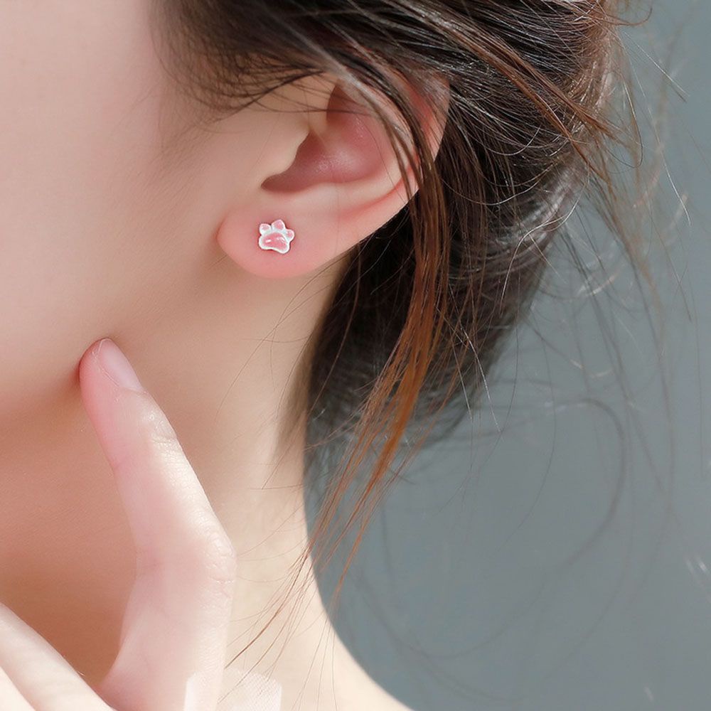 Bông tai hình chân mèo bằng gốm nhiều màu sắc dễ thương cho nữ