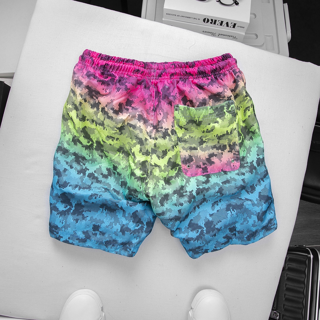 Quần Bơi Nam, Quần đi biển HUTTON - Hoạ tiết Kẻ, Ô - Chất liệu Peach Poly Eco 100%