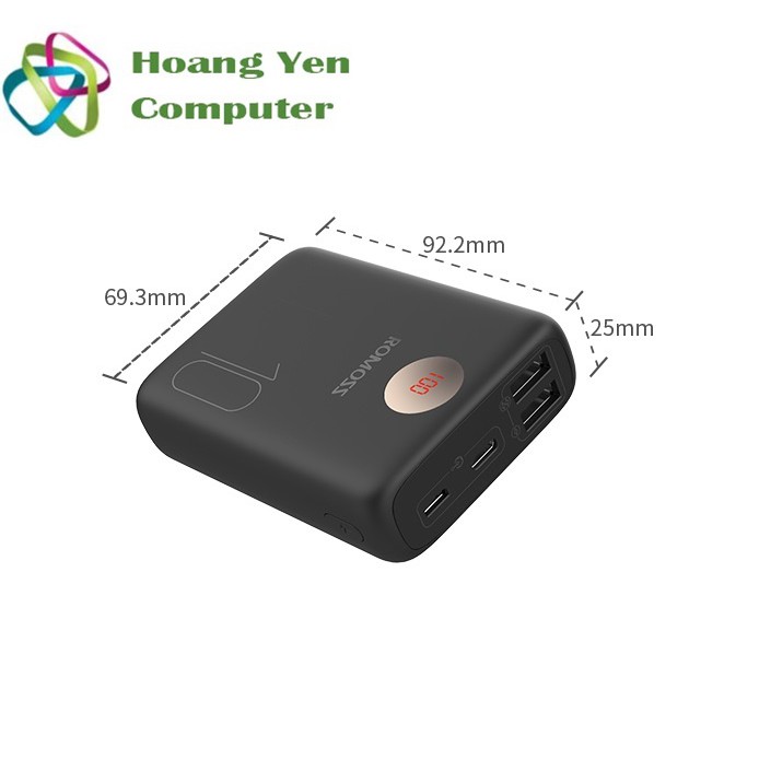 Sạc Dự Phòng Romoss SW10 MINI 10000mAh 2 USB, 2 Cổng Sạc Vào - Bh 1 Năm | Pin Dự Phòng Mini - Hoàng Yến Computer