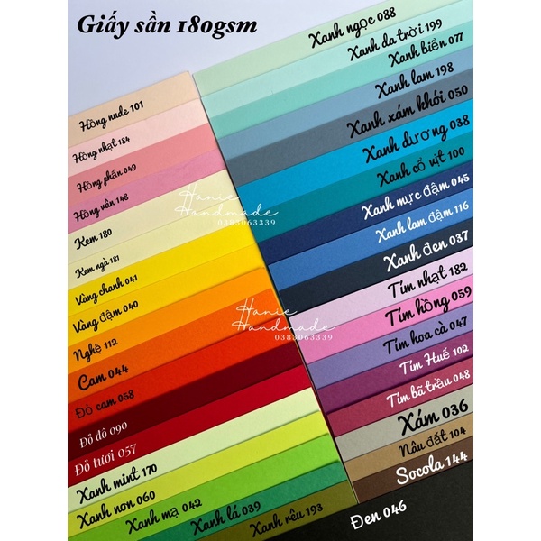 Giấy mỹ thuật 180gsm màu 1-20