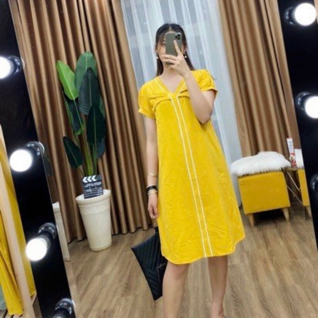 Váy bầu thời trang thiết kế M286 chất đũi hàn freesize từ 45 đến 70kg