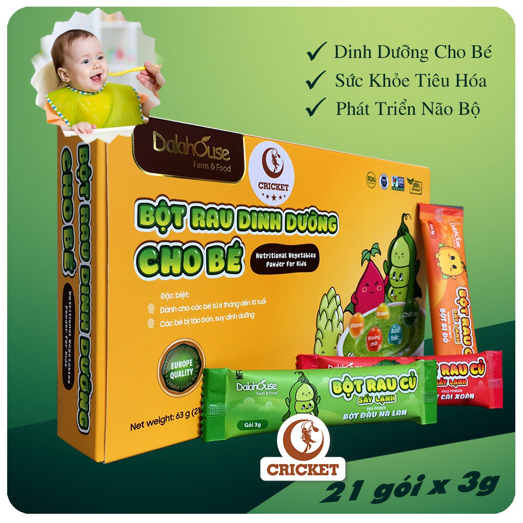 Combo Bột Ăn Dặm Dinh Dưỡng Dalahouse Cho Bé Từ 6 Tháng Đến 10 Tuổi Với 7 Vị - Hộp 63g (21 gói x 3g)