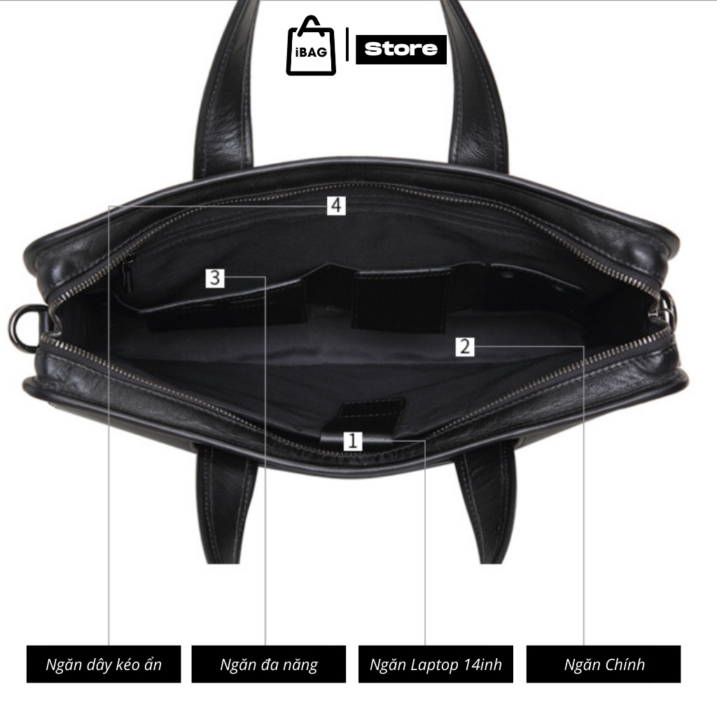 Cặp da công sở ,Chất liệu Da thật cao cấp,Đựng laptop 14inh,Chống Nước-thiết kế kiểu dáng đơn giản,lịch sự- 𝑰𝑩𝑨𝑮 | BigBuy360 - bigbuy360.vn