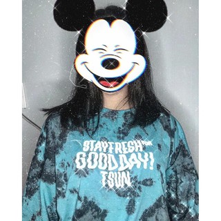 ÁO PHÔNG LOANG PHẢN QUANG TAY LỠ TIE DYE TSUN MÀU XANH / ĐEN UNISEX