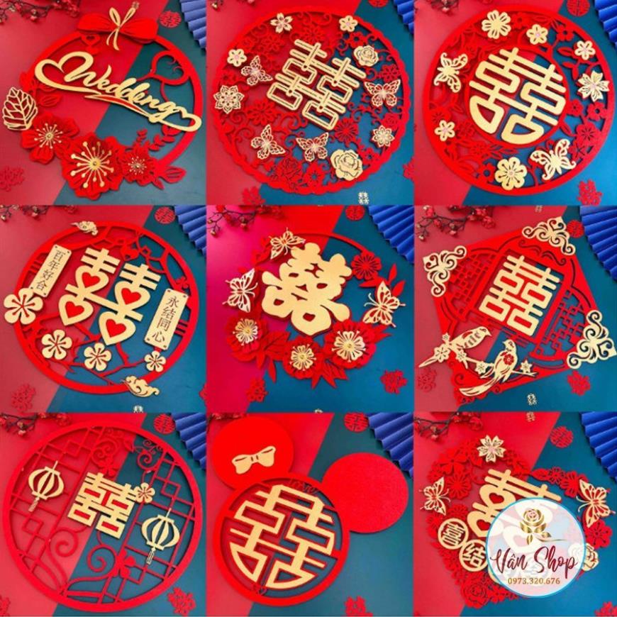 Chữ Hỷ 3D, Liễn song hỷ Trang Trí Phòng Cưới, Xe Hoa, Đám Cưới siêu đẹp mẫu giao ngẫu nhiên hàng chất lượng