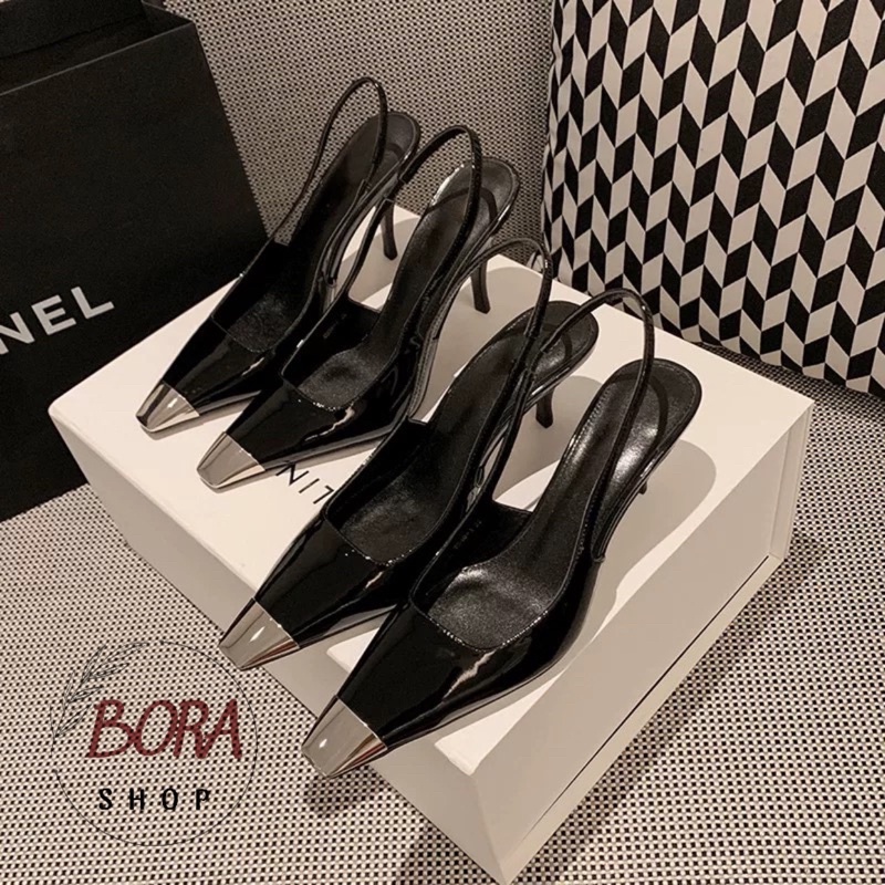 Giày cao gót nữ Ulzzang Hàn Quốc BORA SHOP mũi bọc kim loại order