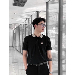 Áo Polo Nam cổ bẻ thun basic tay ngắn , áo plo thêu hình gấu tedy
