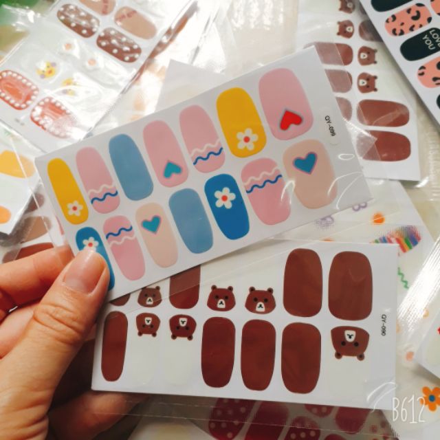 Dán móng tay, sticker dán móng dễ thương set 14 miếng