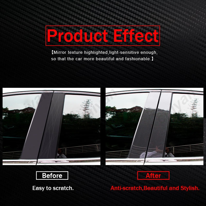 Set 8 Miếng Dán Viền Cửa Sổ Xe Hơi Nissan X-Trail Xtrail T31 2008-2012 Bằng Sợi Carbon