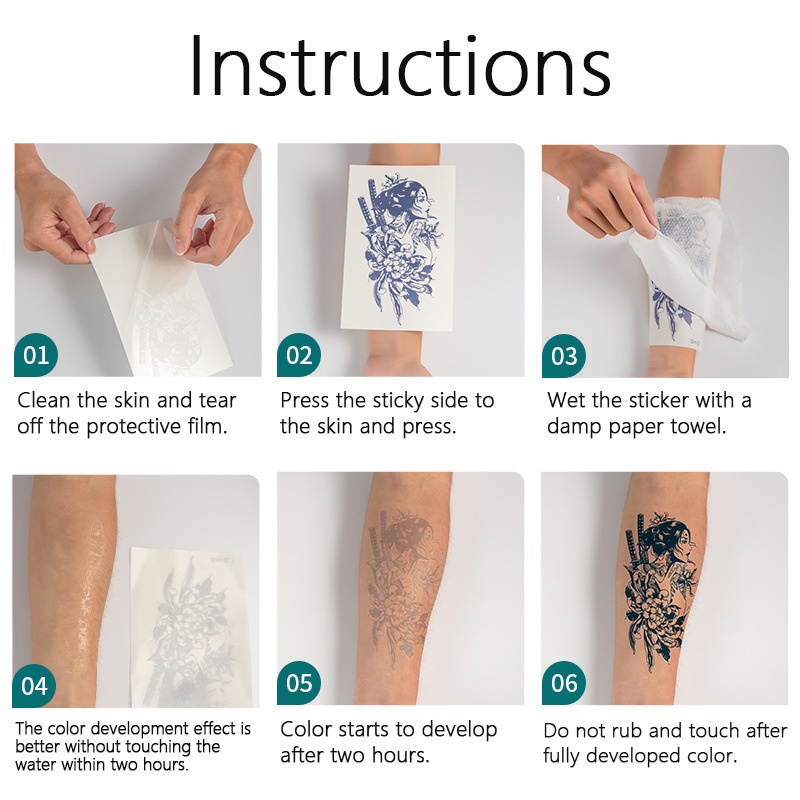 Set 6 Hình Xăm Dán Tạm Thời Chống Nước Lâu Trôi 2 Tuần