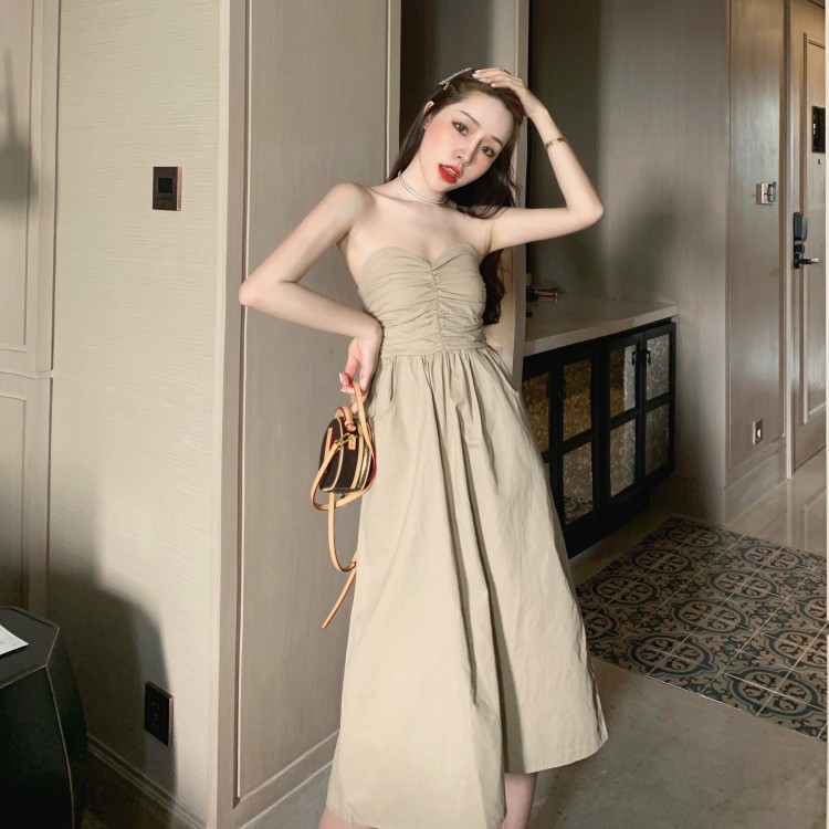 Đầm Hai Dây Xếp Ly Lưng Cao Thời Trang Du Lịch Quyến Rũ Cho Nữ | BigBuy360 - bigbuy360.vn