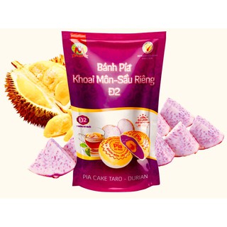 360g Bánh Pía Đ2 sầu riêng chín KHOAI MÔN, 1 Bánh có 1/2 TRỨNG MUỐI - Đ2 Pia Cakewith Natural Taro, fresh Durian