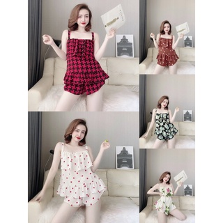 Set bộ đồ ngủ -  nữ chất mango 2 tầng bèo