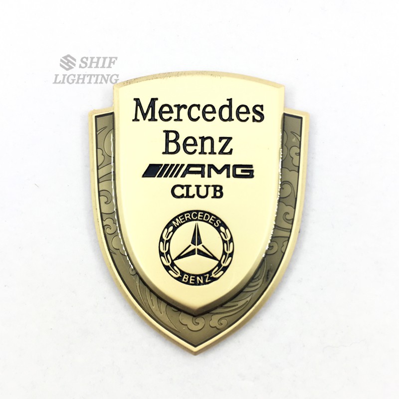 Miếng dán logo kim loại màu vàng trang trí xe Mercedes Benz / AMG