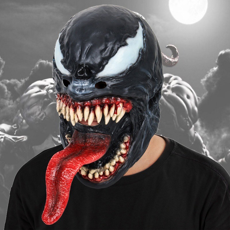 Mặt nạ hóa trang nhân vật phim Venom / người sắt dùng trong tiệc Halloween bàn sáng