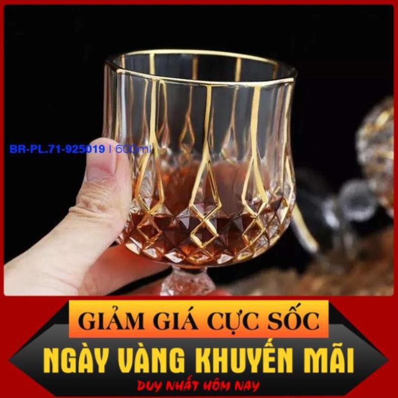 [HÀNG CHẤT LƯỢNG]  Bộ Bình Thủy Tinh Pha lê mạ Vàng 600ml ( 1 Bình 600ml + 6 Ly Pha lê )