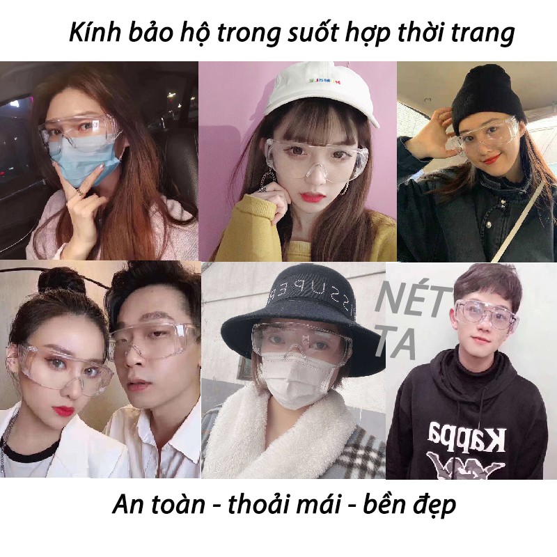 (thitun15) [ MUA 1 TẶNG 1]Kính bảo hộ trong suốt bảo vệ mắt ngăn chặn giọt bắn, che chắn gió bụi chống tia UV