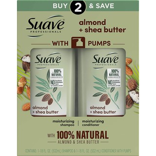 Bộ dầu gội & xả cấp ẩm thiên nhiên Suave Professionals Moisturizing Shampoo and Conditioner Almond and Shea Butter 532ml