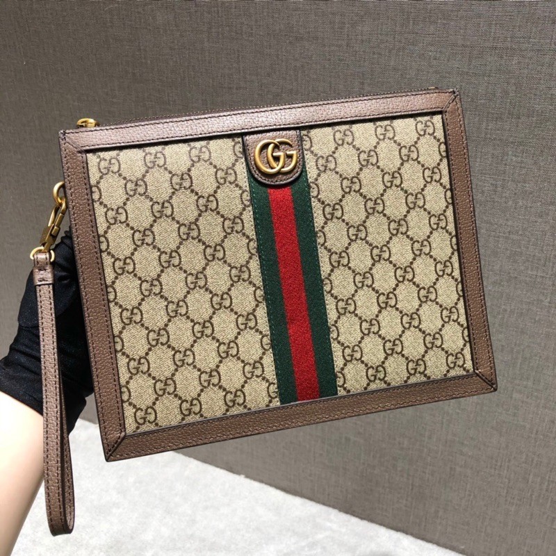 Cluth cầm tay cho nam Gucci GC da thật cao cấp bo viền nổi bật