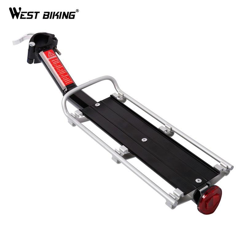 Giá để đồ WEST BIKING gắn ghế sau chở hành lý cho có đai an toàn và đèn hậu an toàn chịu lực 10kg