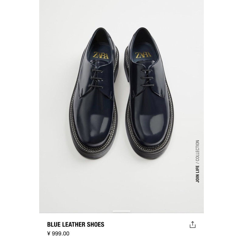 Giày tây derby Zara authentic BLUE LEATHER - LIMITED EDITION