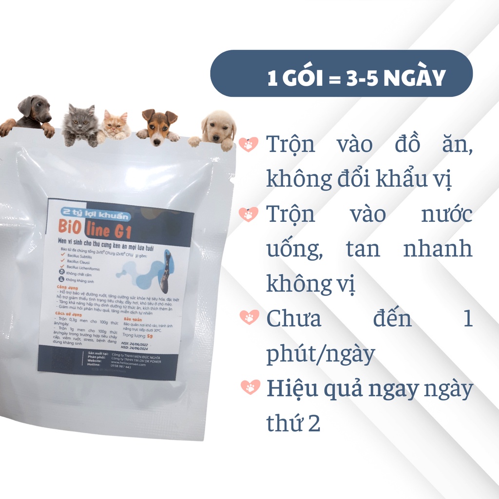 Men vi sinh BIOLINE G1 ECOPETS men hỗ trợ tiêu hoá gói 30gr giảm mùi hôi phân trị tiêu chảy táo bón - HELLOCONSEN