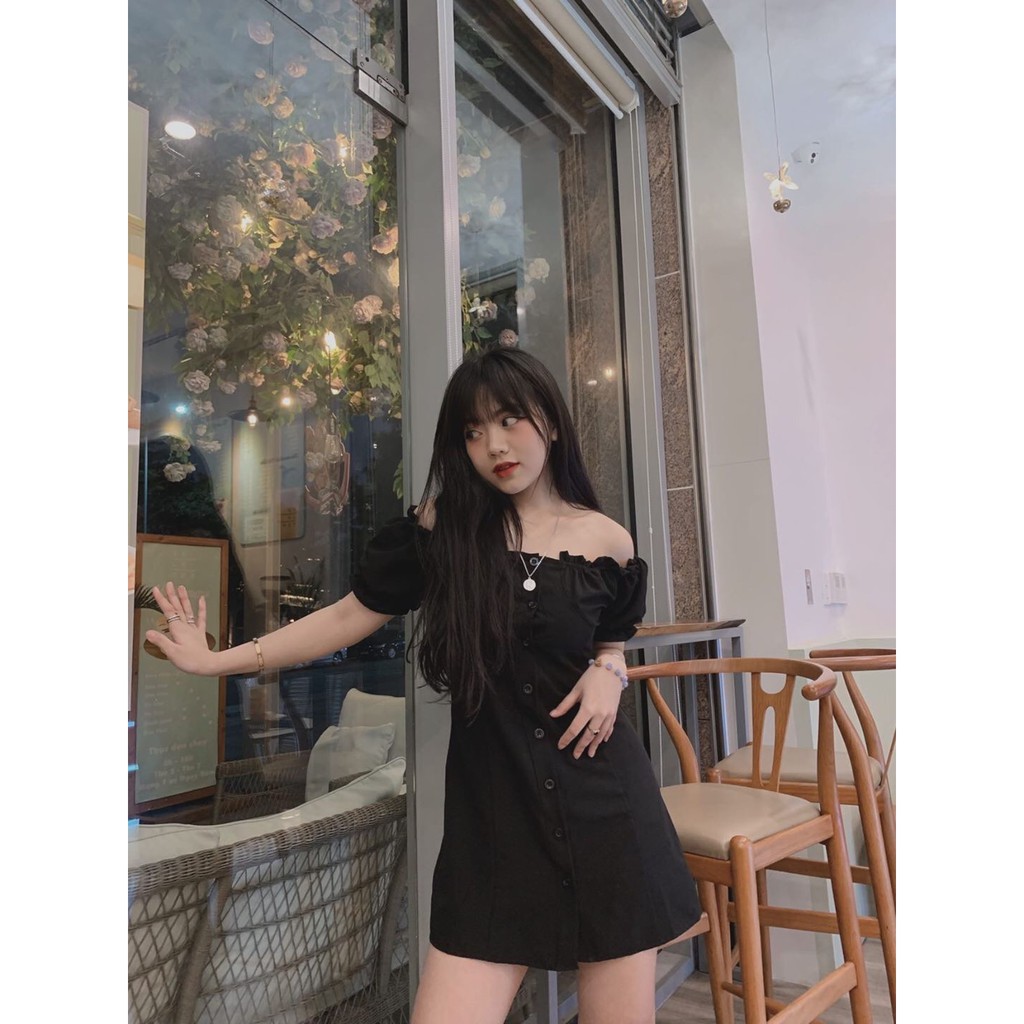 Đầm dự tiệc trễ vai đen XY | BigBuy360 - bigbuy360.vn