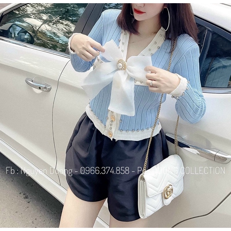 Áo Len điệu [HOT🔥] đính đá cổ nơ hàng Quảng Châu cao cấp | BigBuy360 - bigbuy360.vn
