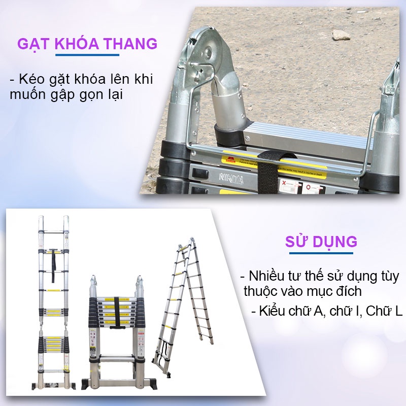 Thang nhôm rút chữ A NIKITA A38 ( 1.9m + 1.9m )