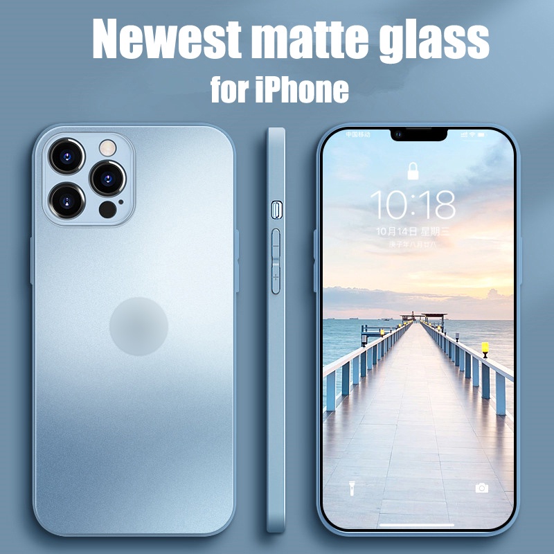 Ốp điện thoại bảo vệ mặt kính nhám che toàn camera thích hợp cho IPhone 13 12 11 Pro Max XS