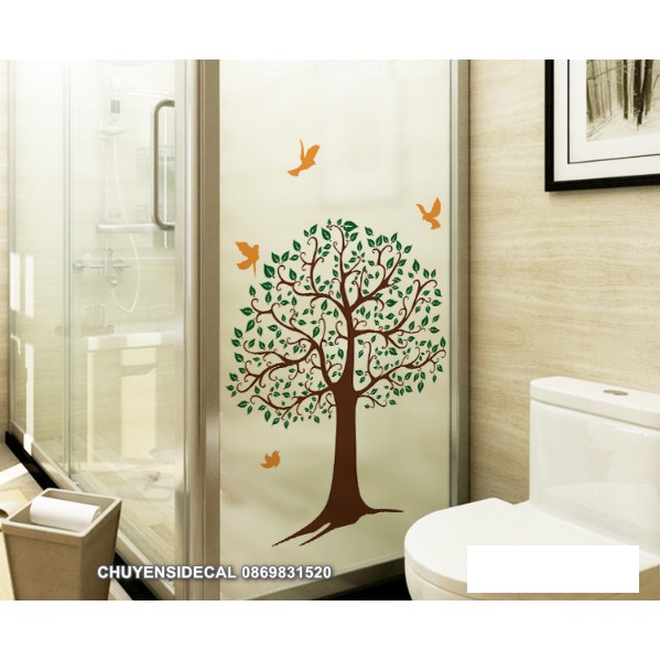 Decal Dán Kính Cao Cấp - Cây Cong Tính Tế ( 60x116cm )