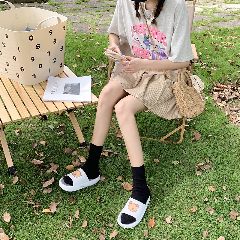 JY373-C3  - Dép cao su in hình bé gấu hướng ngoài, dép xinh hàng order giá hạt dẻ