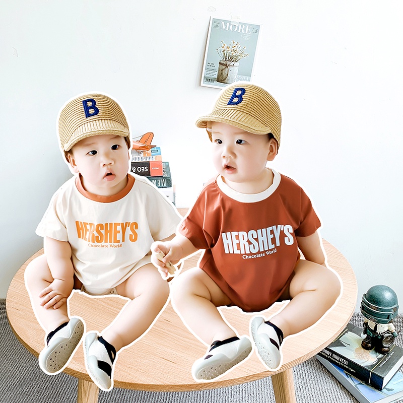 Bộ Áo Liền Quần Tay Ngắn Chất Liệu Cotton Thời Trang Mùa Hè Dễ Thương Cho Bé 3-24 Tháng Tuổi