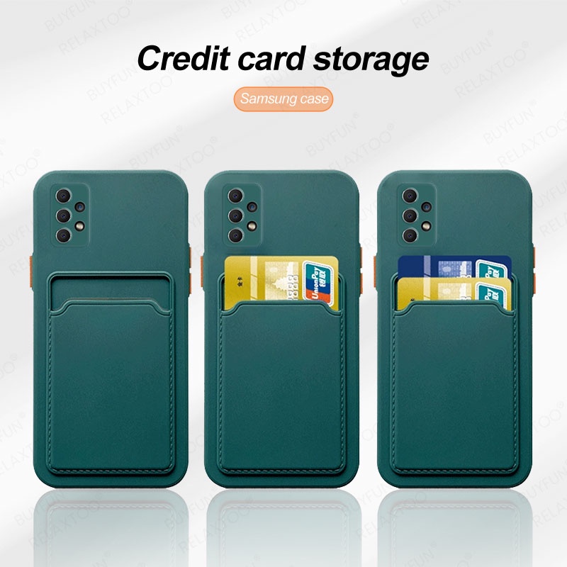 Cho Samsung Galaxy A13 A53 A23 A33 4G 5G Ốp Điện Thoại Silicon Mềm Chống Sốc Có Ngăn Đựng Thẻ Hình Vuông