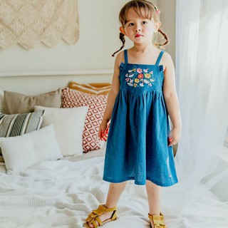 Đầm jean bebezoo 2 dây thêu