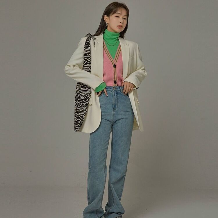 Áo Khoác Len Cardigan Không Tay Dáng Rộng Màu Sắc Tương Phản Phong Cách Retro Cho Nữ