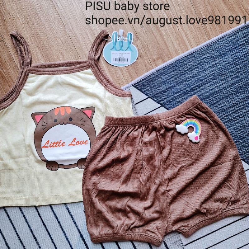 Lil little love - Bộ cộc 2 dây bé gái vải tăm mềm mát xinh yêu cho bé 6-18kg