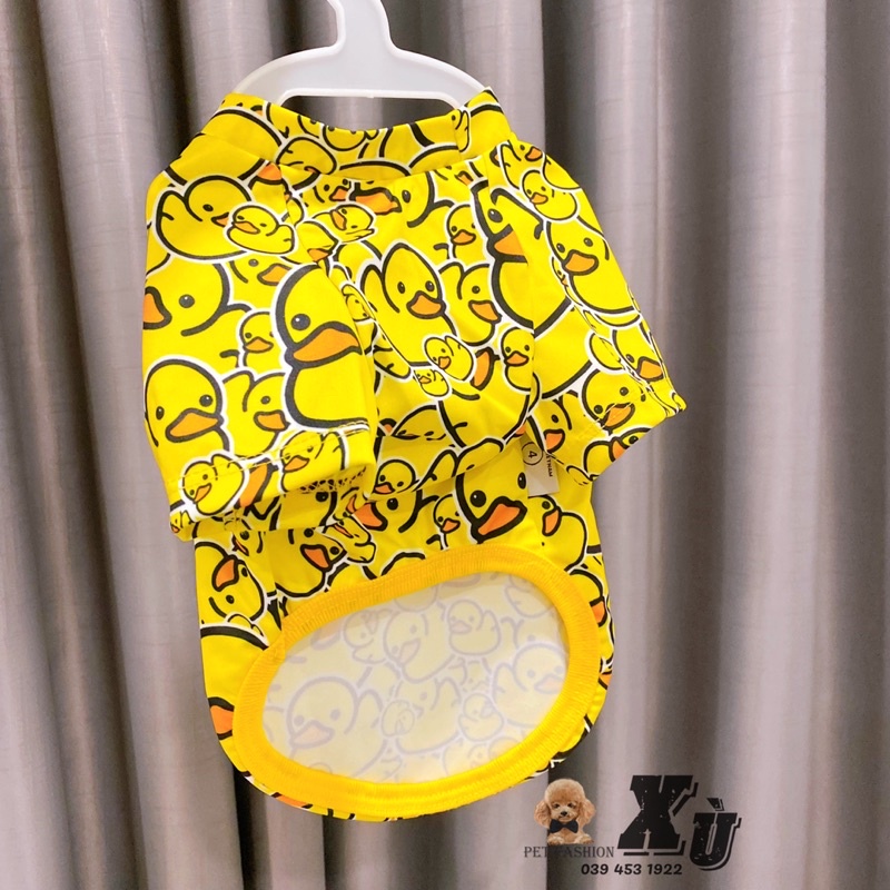 Áo poly hoạ tiết vịt vàng đáng yêu cho chó mèo, thú cưng siêu mát mùa hè