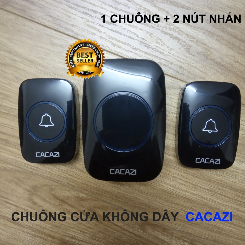 Chuông cửa không dây Cacazi A10 (loại 1 chuông + 2 nút nhấn) khoảng cách 300m chống nước