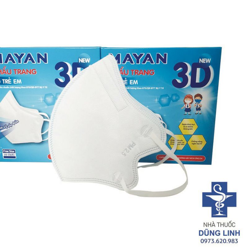 Khẩu trang Mayan 3D Trẻ em Kids và Người lớn (hộp 10 chiếc) có thể thể tái sử dụng nhiều lần