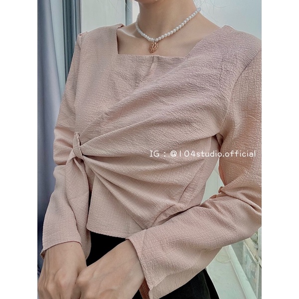 Áo xốp nơ lệch phong cách Hàn Quốc